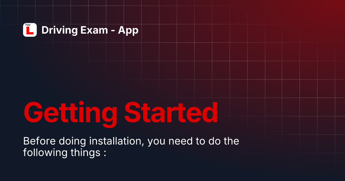 Getting started driving exam app